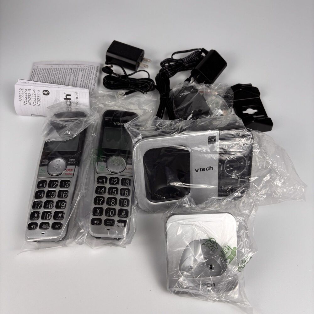 VTech VG232-2 Cordless Phone System 2 Handsets Answering Machine Big Buttons CID